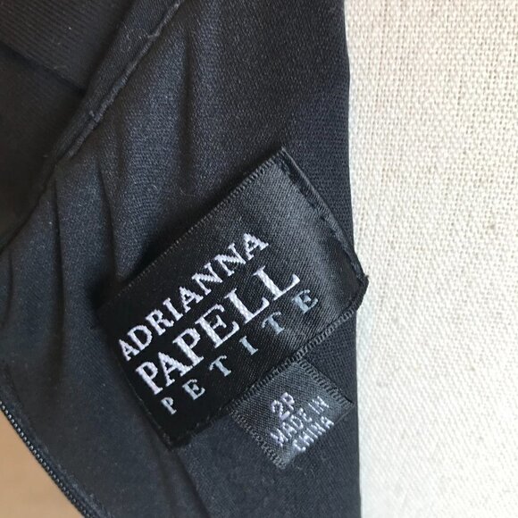 Adrianna Papell Black Tiered Beaded Shutter Pleat Sheath Dress Size 2P - Picture 6 of 6